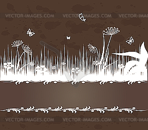 Vintage background with grass - vector image
