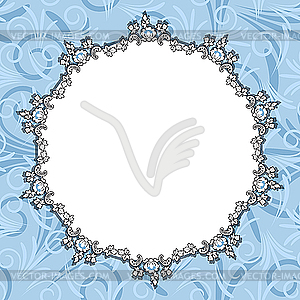 Round blue floral frame - vector clip art