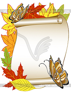 Butterfly pattern with autumn leaves - vector image