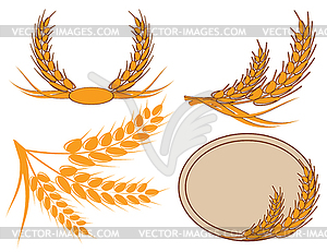 Ears of wheat in wreath - vector clipart