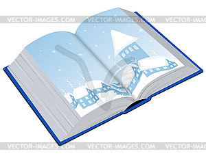 Open book with an winter - vector clipart