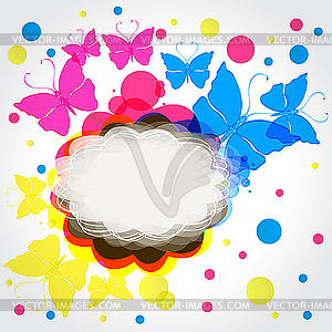 Colorful butterflies and frame - stock vector clipart