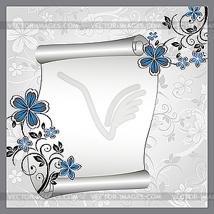 Floral pattern with scroll for text - vector clipart
