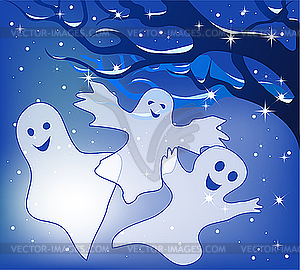 Three merry ghosts - vector image