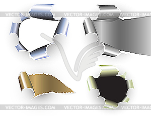 Torn paper set - color vector clipart