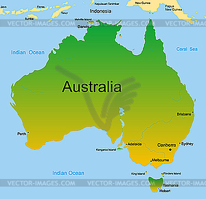 Карта австралийского континента - стоковый клипарт