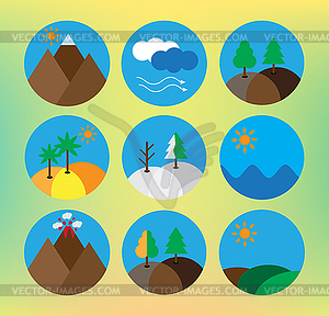 Landscape icon set - vector clip art