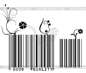 Floral barcode - vector image