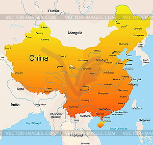 China map - vector clipart