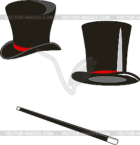 Magic hats and cane - royalty-free vector clipart