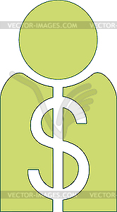 Man with green dollar - vector image