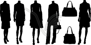 Set of fashion silhouettes - vector image