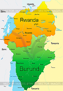 Rwanda and Burundi - vector clip art