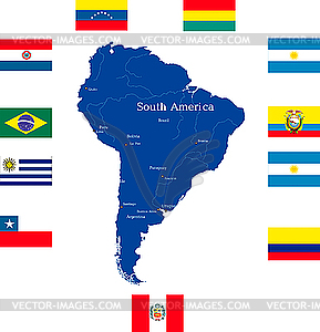 Map of south america - vector clipart / vector image