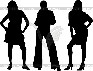 Three sexy girls silhouettes - vector EPS clipart