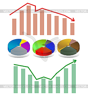 Shiny bar and pie chart - vector clip art