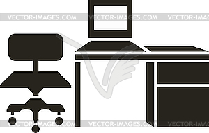 Office furniture - white & black vector clipart