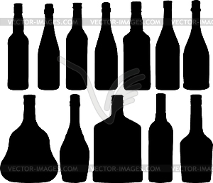 Different bottle silhouettes - vector clipart