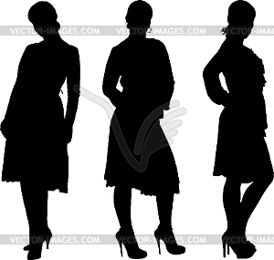 Girl posing silhouette - vector clip art