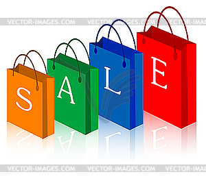 Color shopping bags. Discount concept. Vector illustration By Microvector