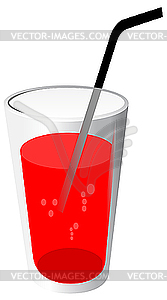 Red drink with pipe - vector clip art