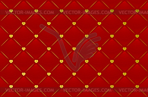 Red leather background with hearts - vector clipart