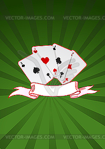 Ace playing cards and ribbon - vector clip art
