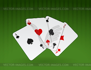 Playing ace cards on green - vector clipart