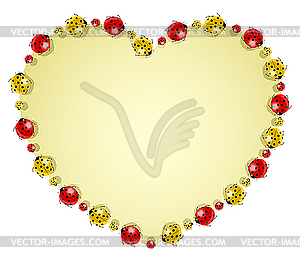 Ladybugs forming heart - vector clipart