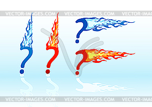 Fire question marks - vector clip art