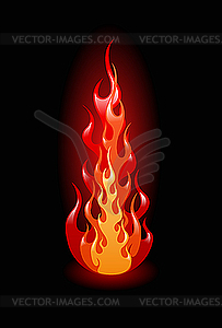 Flame on black - vector image