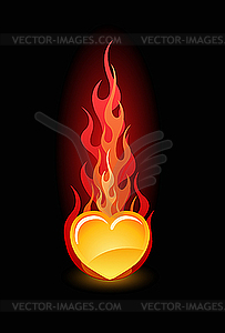 Heart in fire - vector image