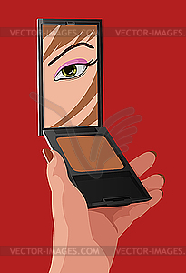 Vector illustration of girl with mirror  - color vector clipart