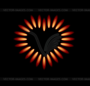 Gas stove with red flames  - vector clipart