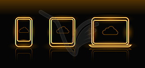 Neon technology icons - vector clip art