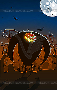 Scary glowing Jack-O`Lantern man - vector clipart