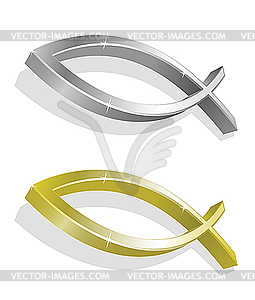 Golden and silver icthus - vector image