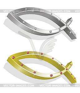 Golden and silver ichthys - vector clipart