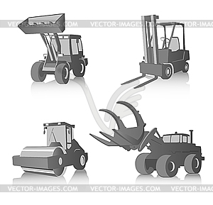 Industrial grayscale machines - vector clipart