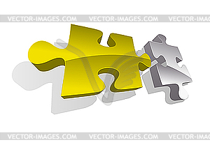 Vector illustration of gold and silver puzzle pieces - vector image