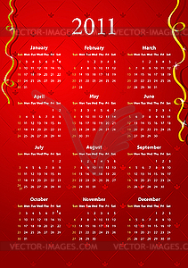 Красный календарь 2011 - векторный клипарт EPS