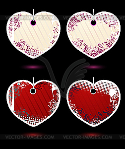 Этикетки в форме сердечек - векторный графический клипарт