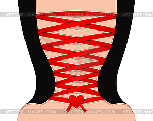 Rear view of sexy girl in corset  - vector image