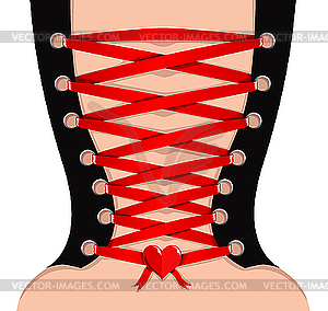 Rear view of sexy girl in corset  - vector image