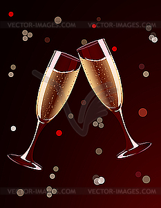 Champagne glasses splashing - vector image