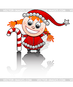 Cute Santa helper girl - vector image