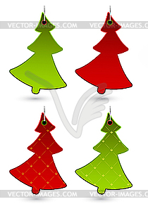 Set of New Year labels as Christmas trees - vector image