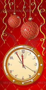 Greeting card with clock - vector clipart