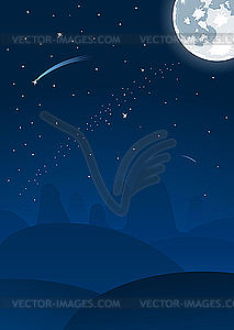 Night landscape with moon  - vector image