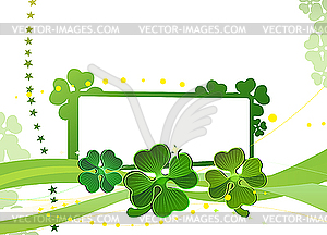 Бланк с зелеными листьями клевера - иллюстрация в векторе